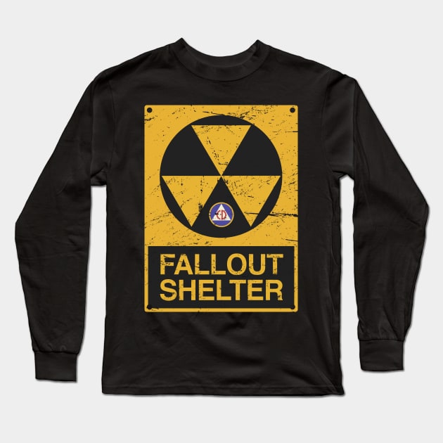 Cold War Civil Defense Fallout Shelter Sign Long Sleeve T-Shirt by MeatMan